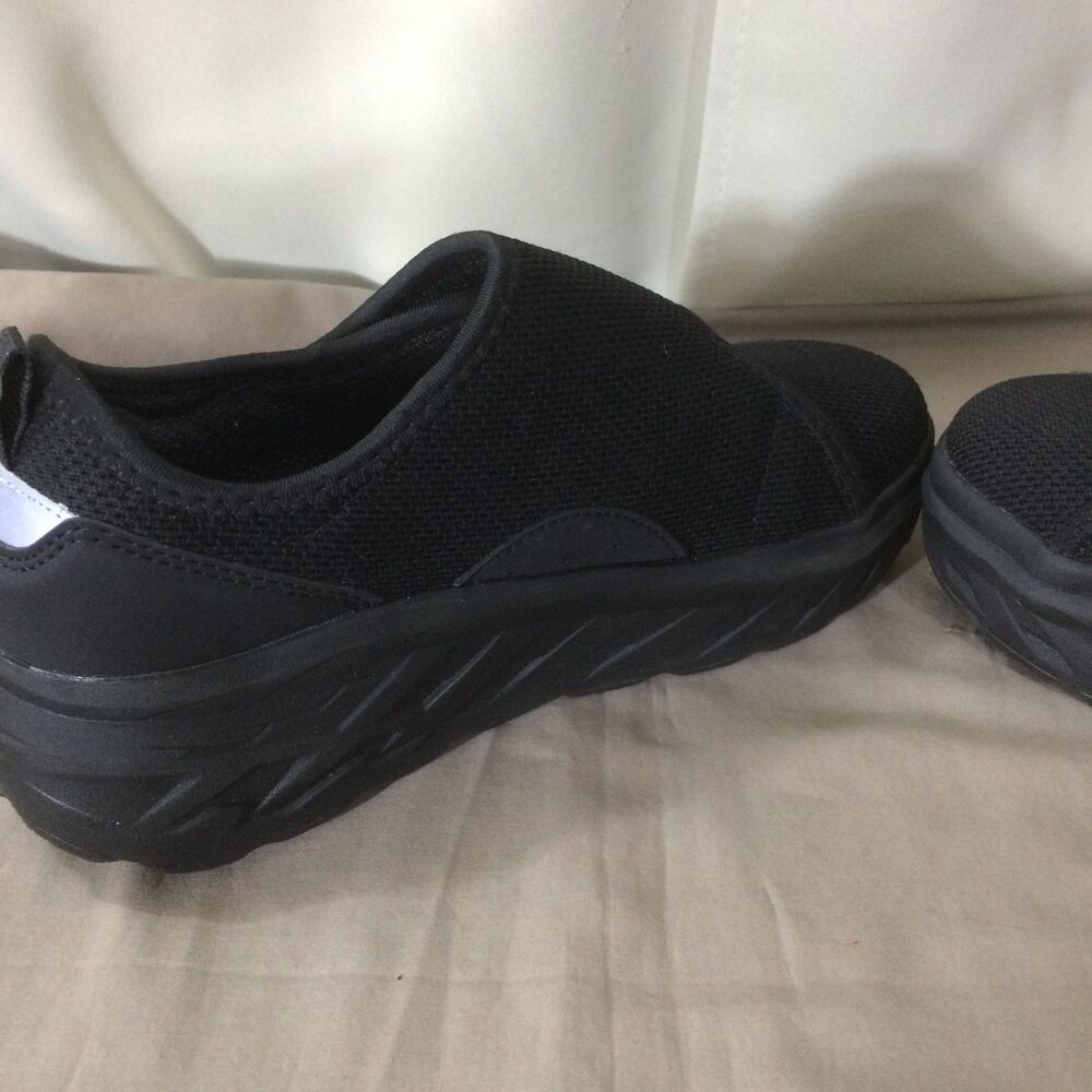 NEW OrthoComfoot Womens 6 Black Walking Shoes Extra Wide Hook Loop Comfort New - Picture 2 of 9
